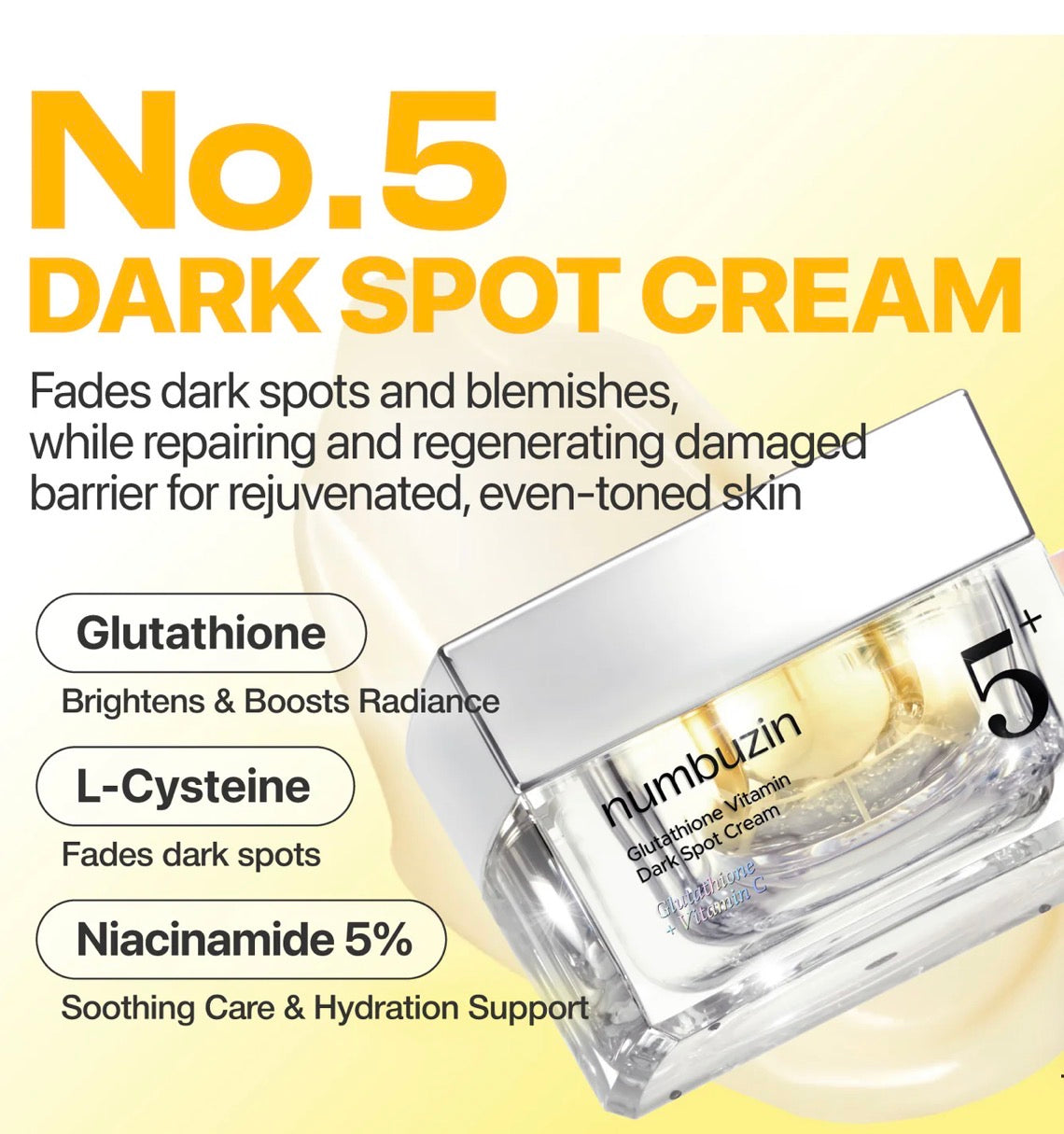 Numbuzin - No.5+ Vitamin Glutathione Dark Spot Laser Cream - 50ml