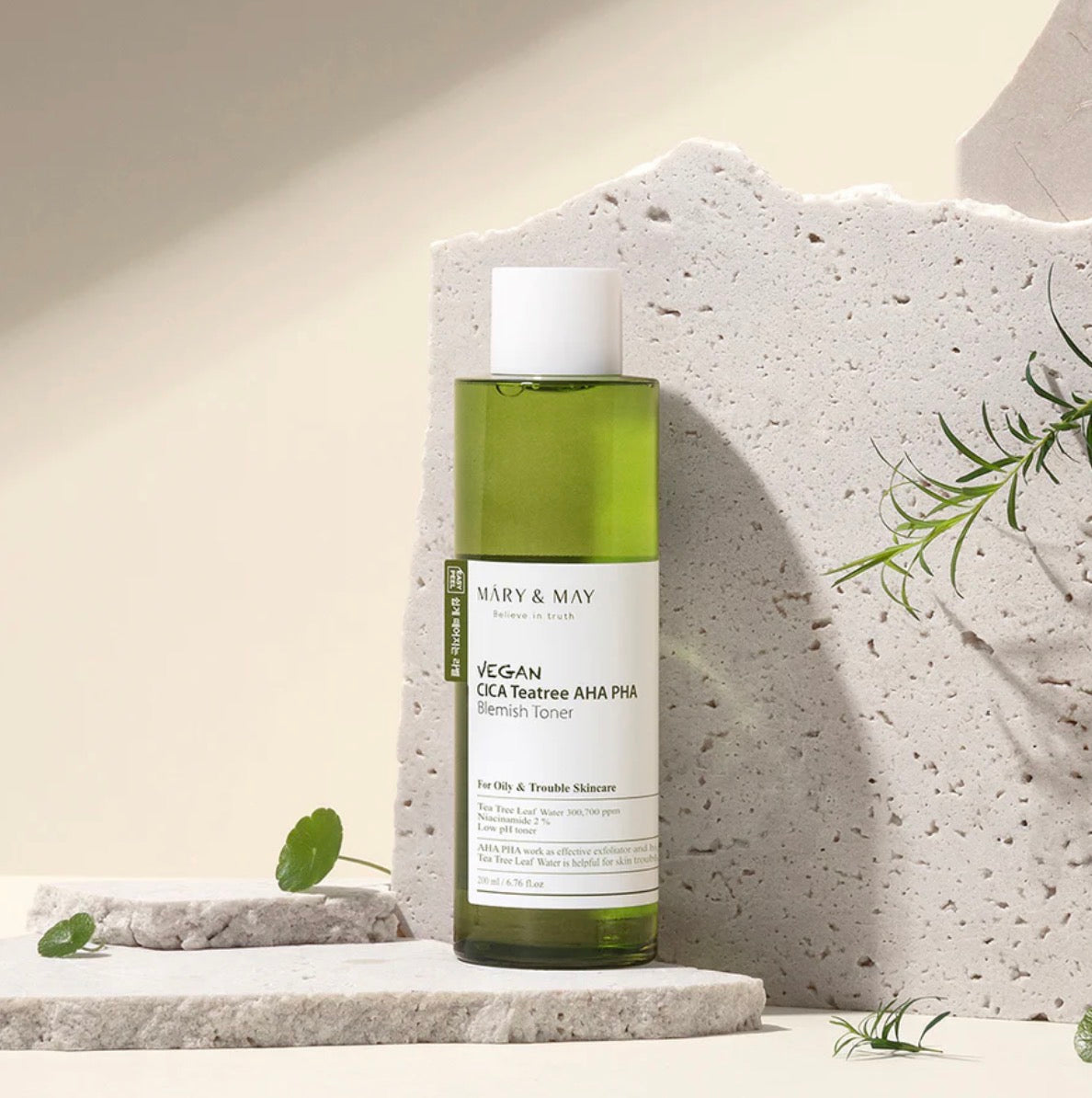 Mary & May - Vegan CICA Tea Tree + AHA PHA Blemish Toner - 200ml