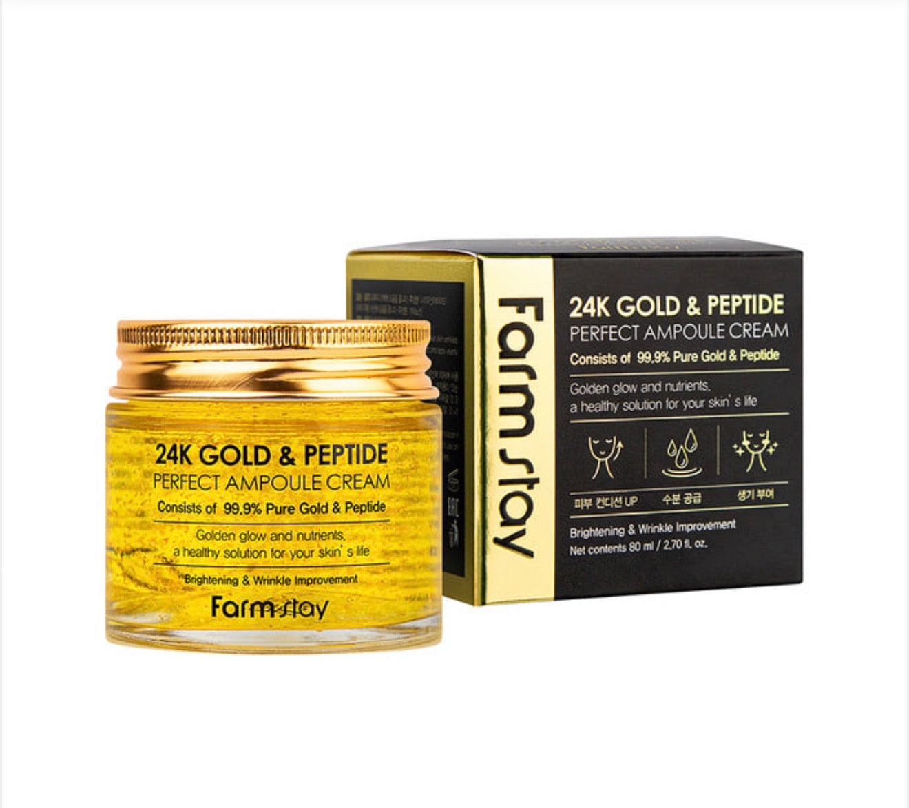 Farmstay - 24K Gold & Peptide Perfect Ampoule Cream Moisturising, 80ml