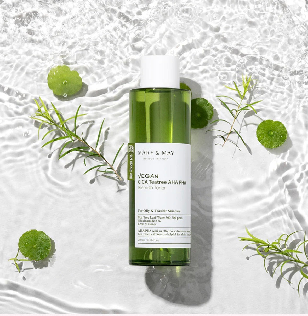 Mary & May - Vegan CICA Tea Tree + AHA PHA Blemish Toner - 200ml