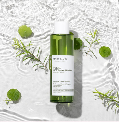 Mary & May - Vegan CICA Tea Tree + AHA PHA Blemish Toner - 200ml
