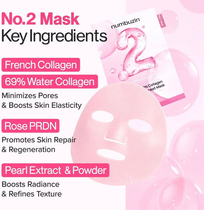 Numbuzin - No.2 Rose PDRN Collagen Plumping Sheet Mask