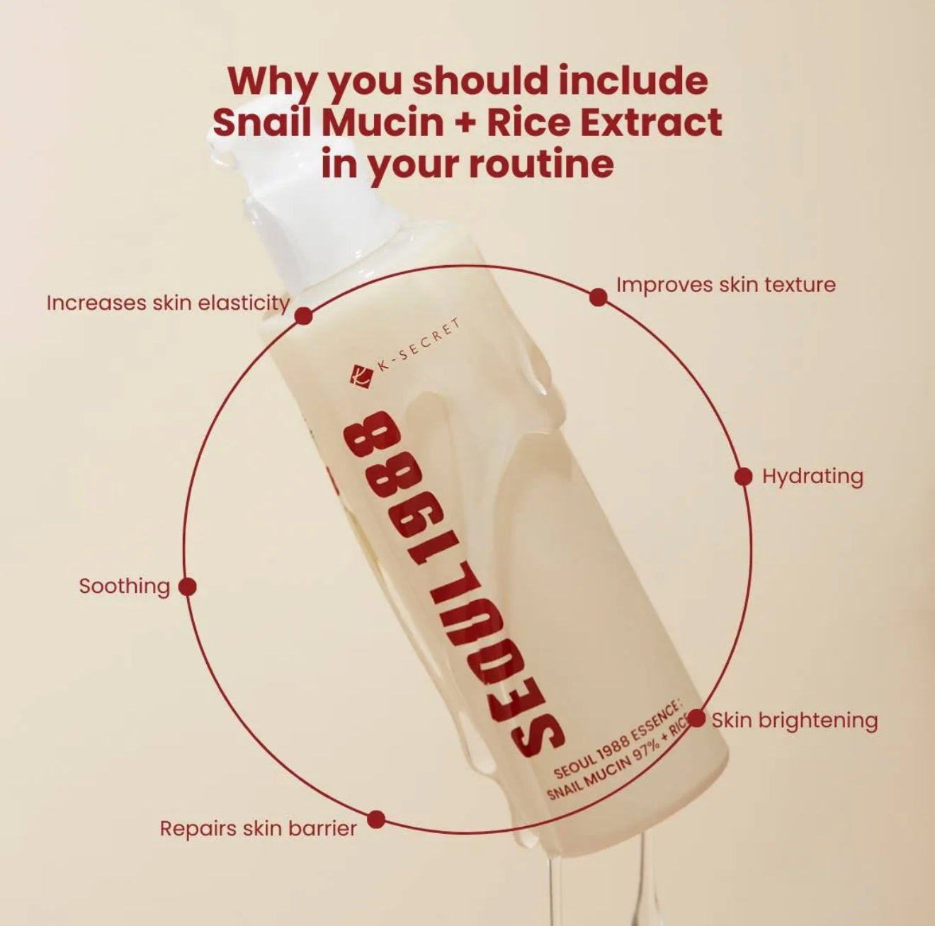 🐌SEOUL 1988 ESSENCE : SNAIL MUCIN 97% + RICE 100ML🐌