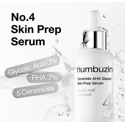 Numbuzin - No.4 Ceramide AHA Glazed Skin Prep Serum, 30ml